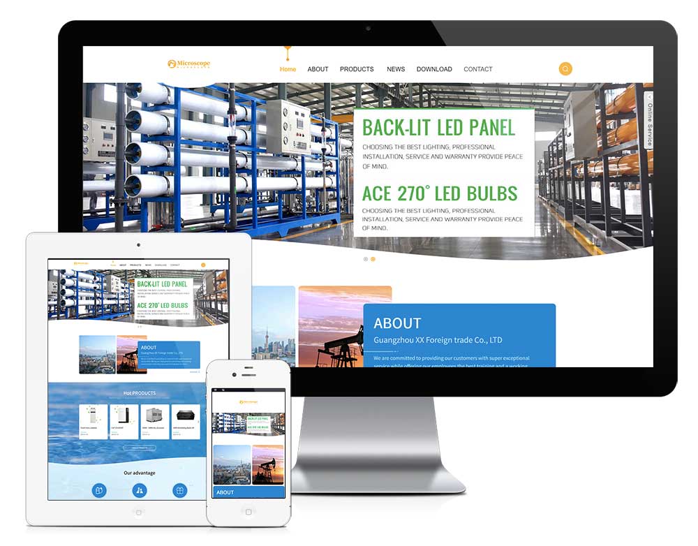 响应式污水处理设备外贸企业网站模板下载